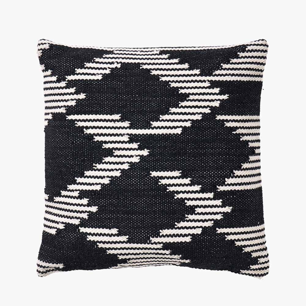 Indoor Outdoor Black and White Chevron Design Scatter Cushion.