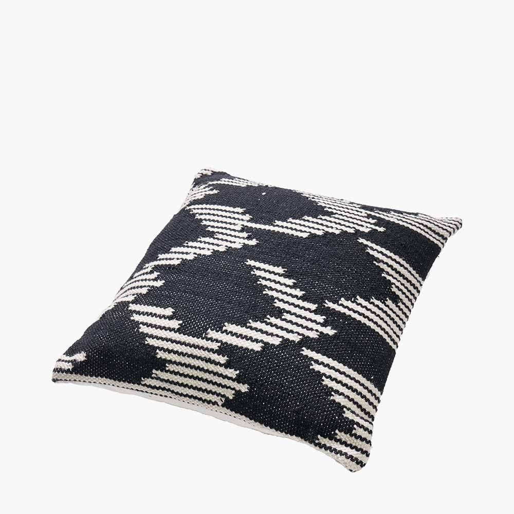 Indoor Outdoor Black and White Chevron Design Scatter Cushion.
