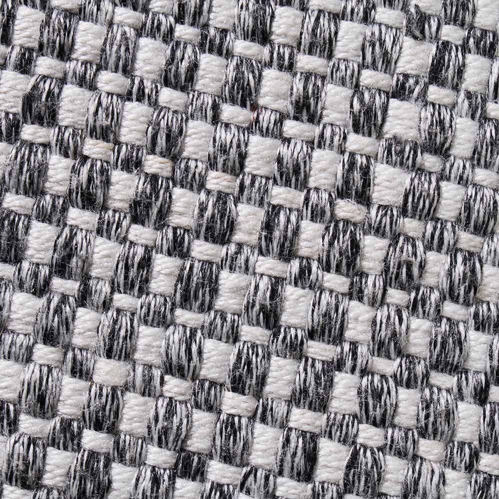 Indoor Outdoor Graphite and White Basket Weave Design Scatter Cushion.