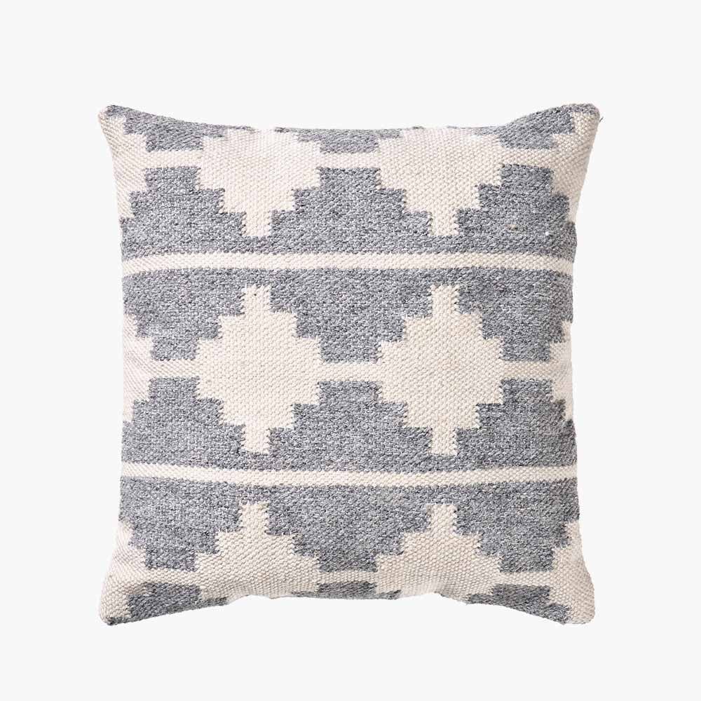 Indoor Outdoor Grey and White Moroccan Design Scatter Cushion.