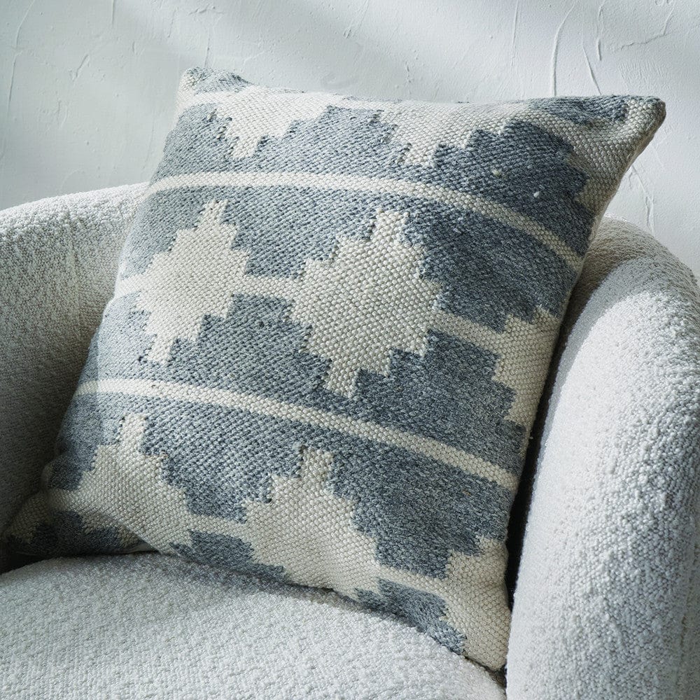 Indoor Outdoor Grey and White Moroccan Design Scatter Cushion.