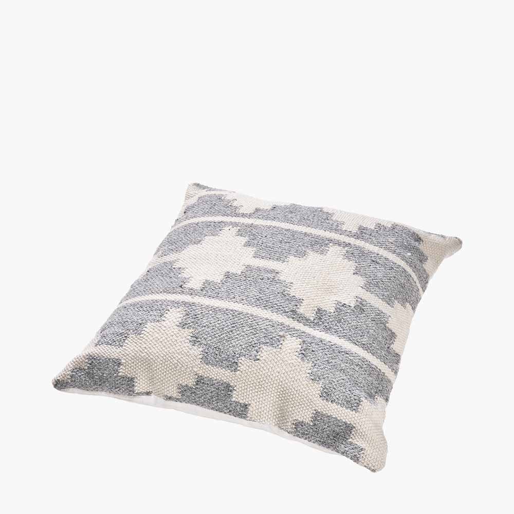 Indoor Outdoor Grey and White Moroccan Design Scatter Cushion.