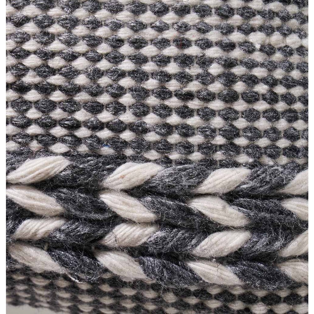 Indoor Outdoor Grey and White Plaited Stripe Design Scatter Cushion.