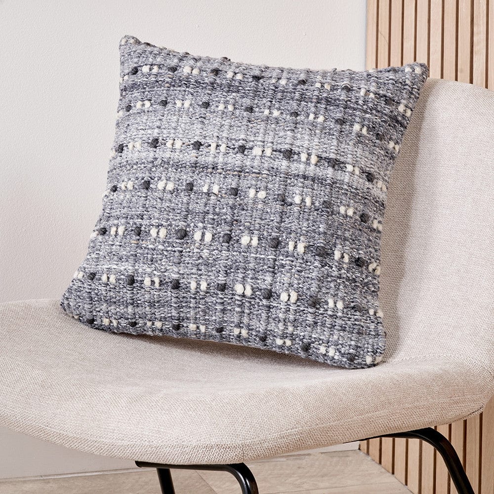 Indoor Outdoor Grey Double Stitch Design Scatter Cushion.