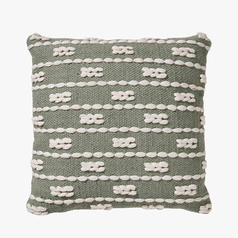 Pacific Lifestyle Accessories Indoor Outdoor Sage and White Braid Design Square Scatter Cushion House of Isabella UK