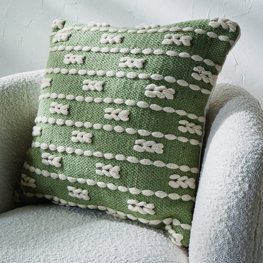 Pacific Lifestyle Accessories Indoor Outdoor Sage and White Braid Design Square Scatter Cushion House of Isabella UK