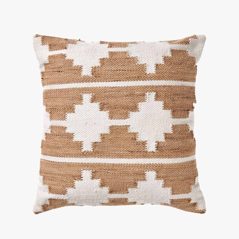 Indoor Outdoor Taupe and White Moroccan Design Scatter Cushion.