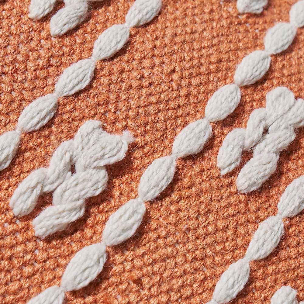Indoor Outdoor Terracotta and White Braid Design Scatter Cushion.