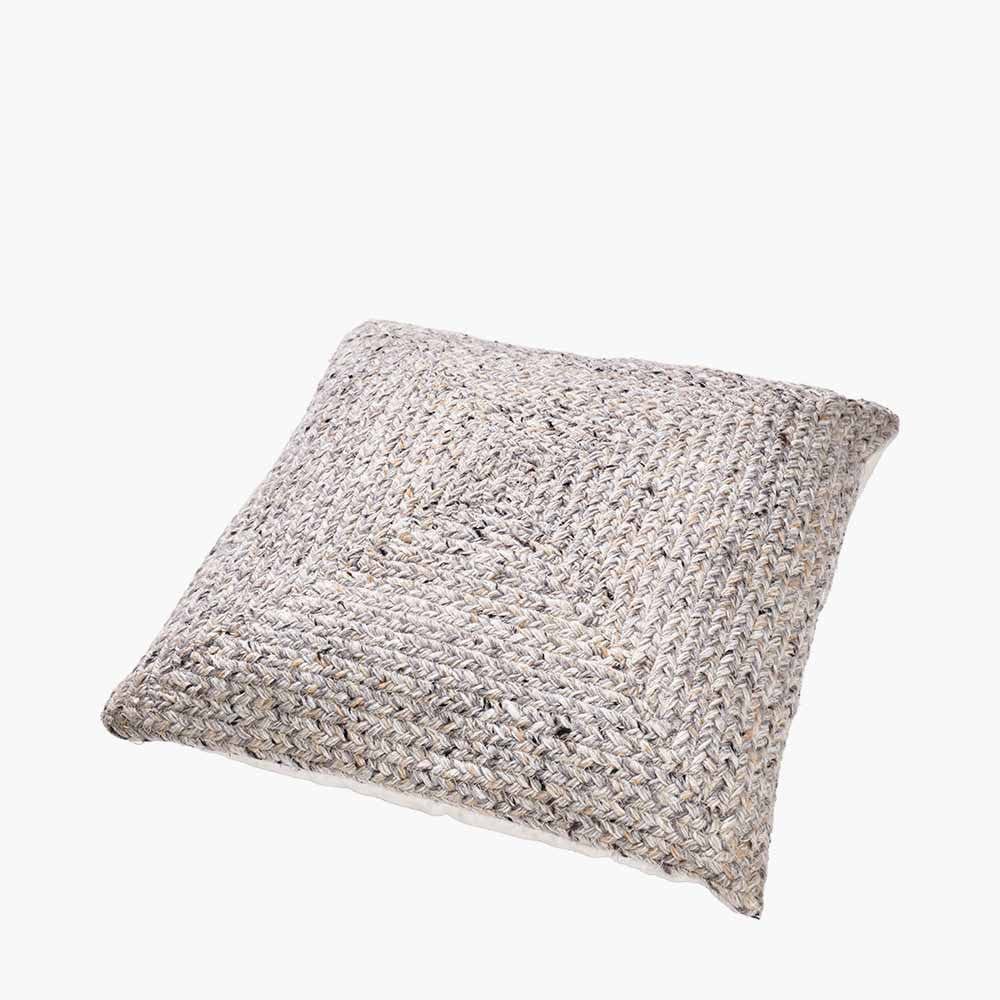 Indoor Outdoor Warm Grey Tweed Design Scatter Cushion.