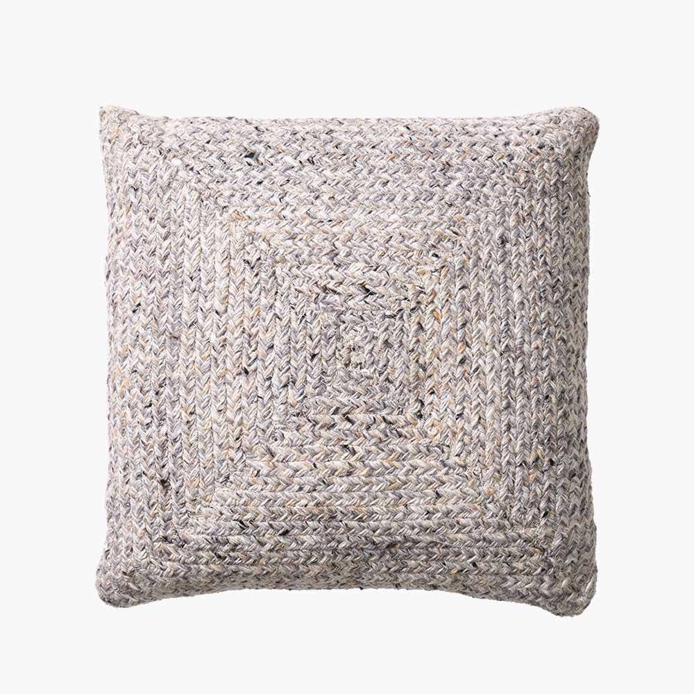 Indoor Outdoor Warm Grey Tweed Design Scatter Cushion.
