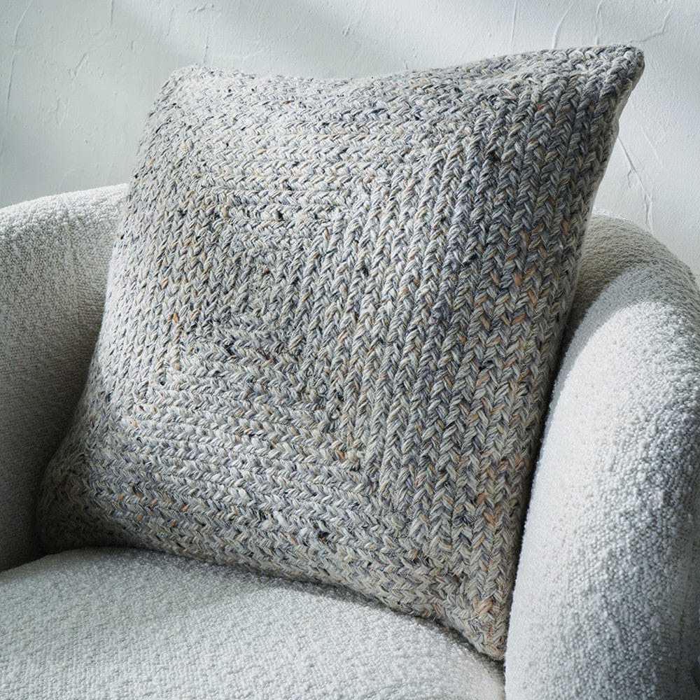 Indoor Outdoor Warm Grey Tweed Design Scatter Cushion.