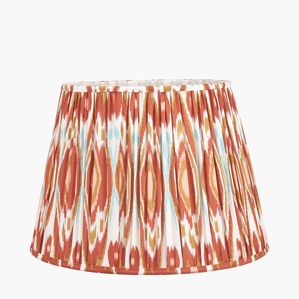 Izara 45cm Cinnamon Ikat Patterned Mushroom Pleat Tapered Lampshade.