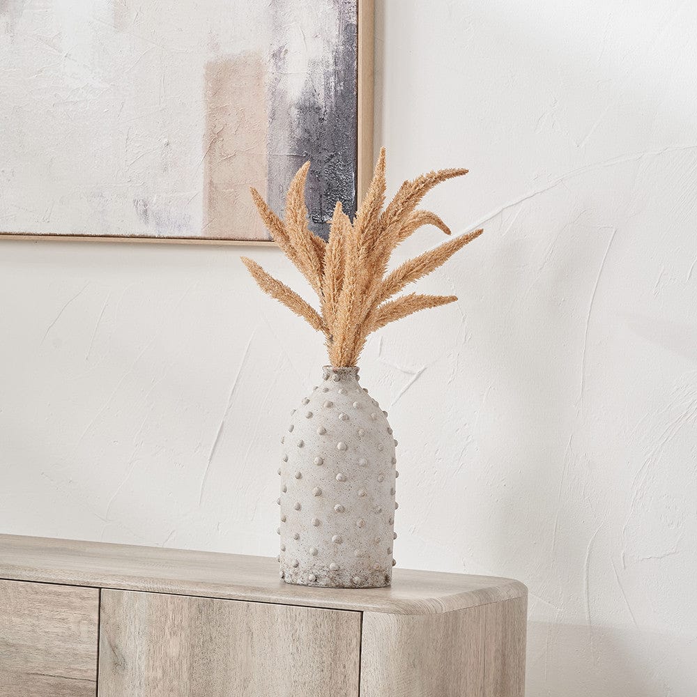 Kali Textured Dot Light Grey Stoneware Vase.