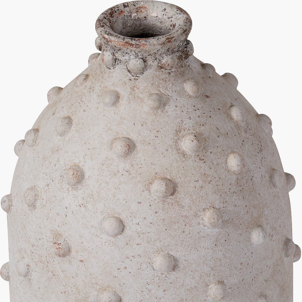 Kali Textured Dot Light Grey Stoneware Vase.