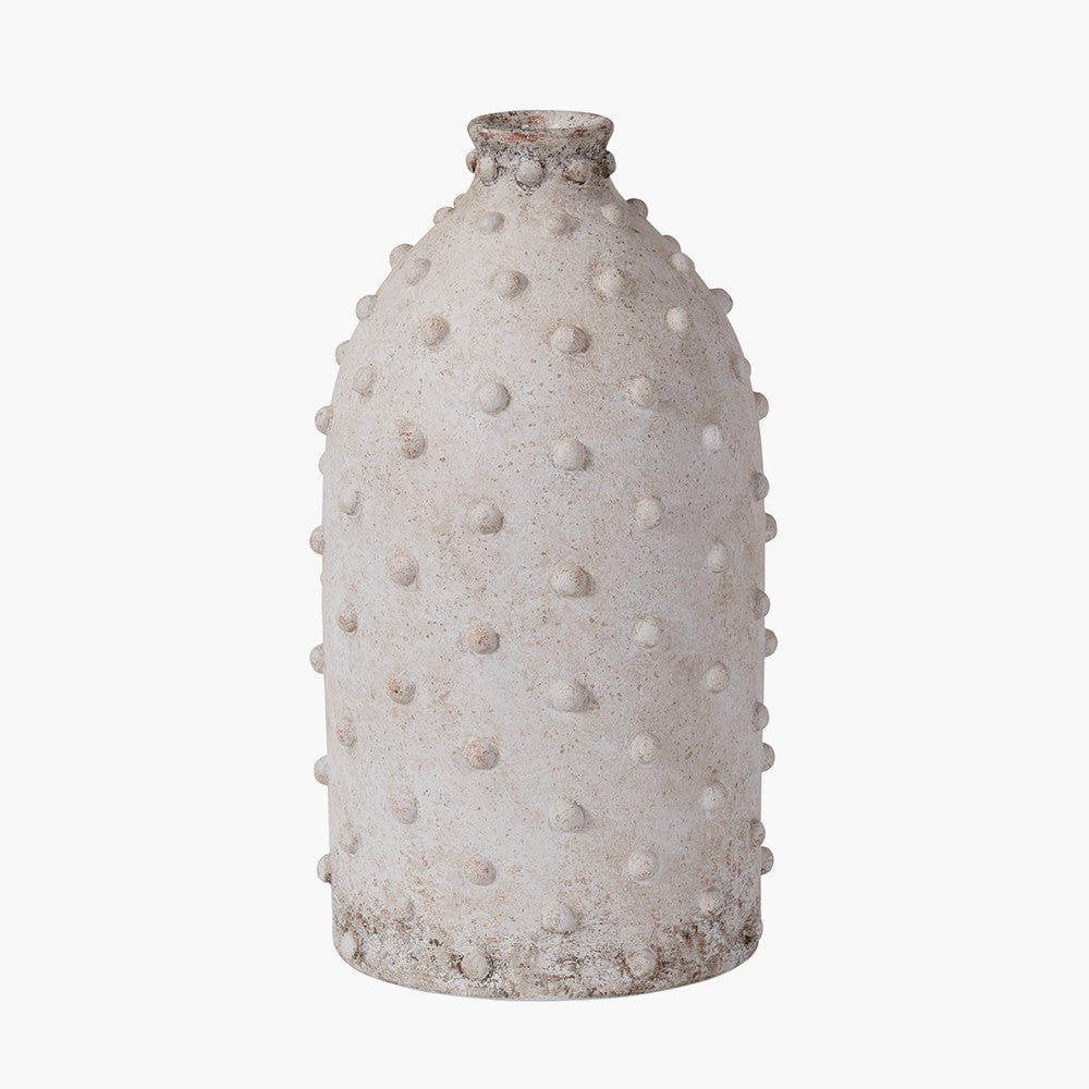 Kali Textured Dot Light Grey Stoneware Vase.