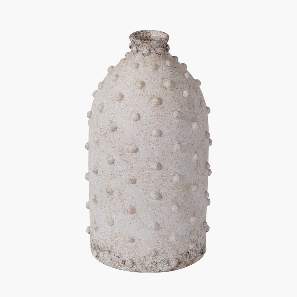 Kali Textured Dot Light Grey Stoneware Vase.