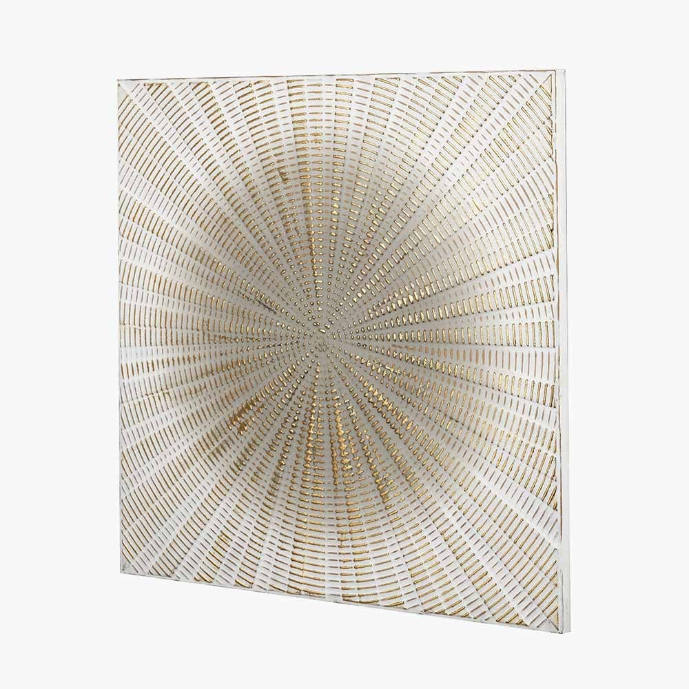 Light Grey and Gold Metal Starburst Wall Art.