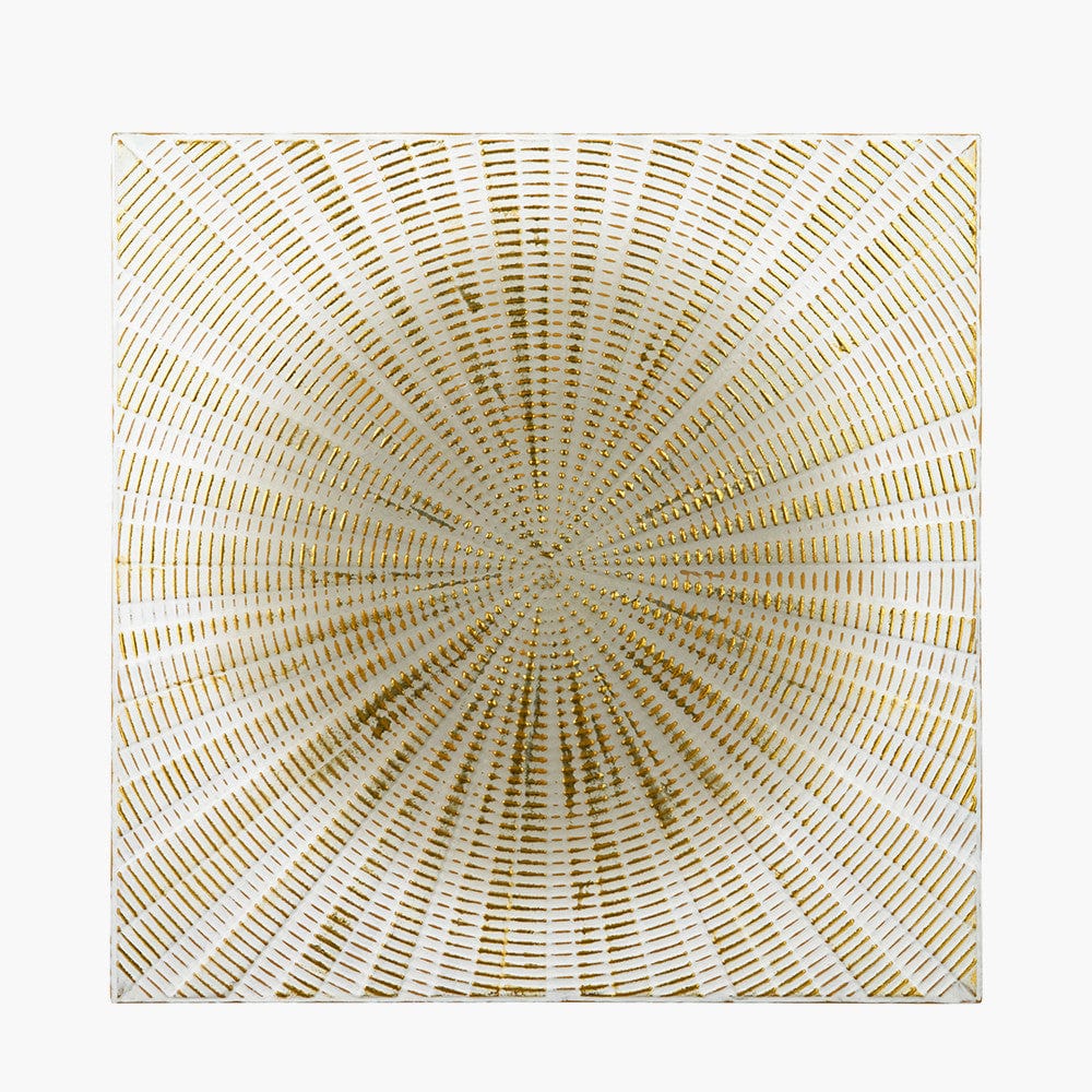 Light Grey and Gold Metal Starburst Wall Art.