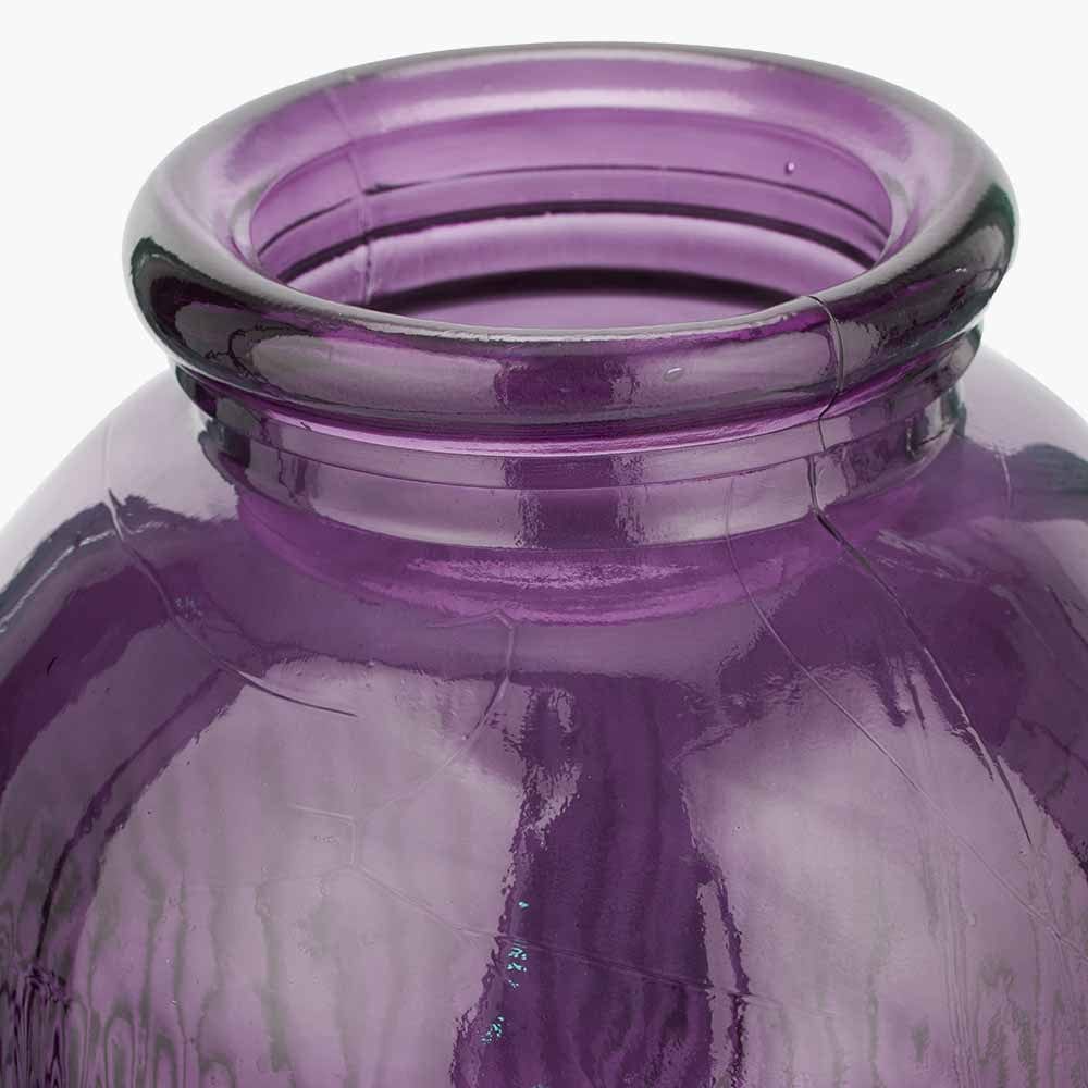 Lilac Recycled Glass Ribbed Vase Tall.