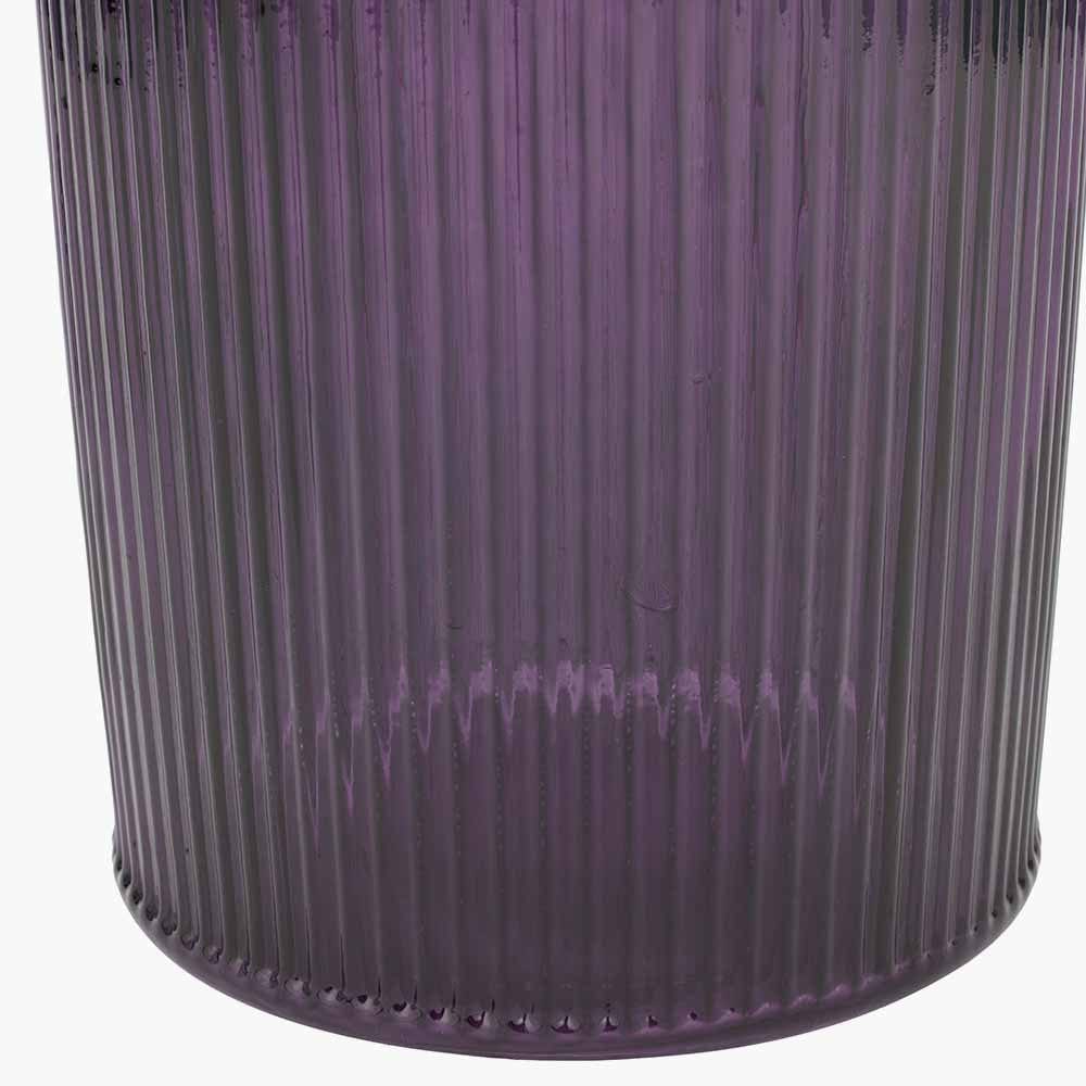 Lilac Recycled Glass Ribbed Vase Tall.