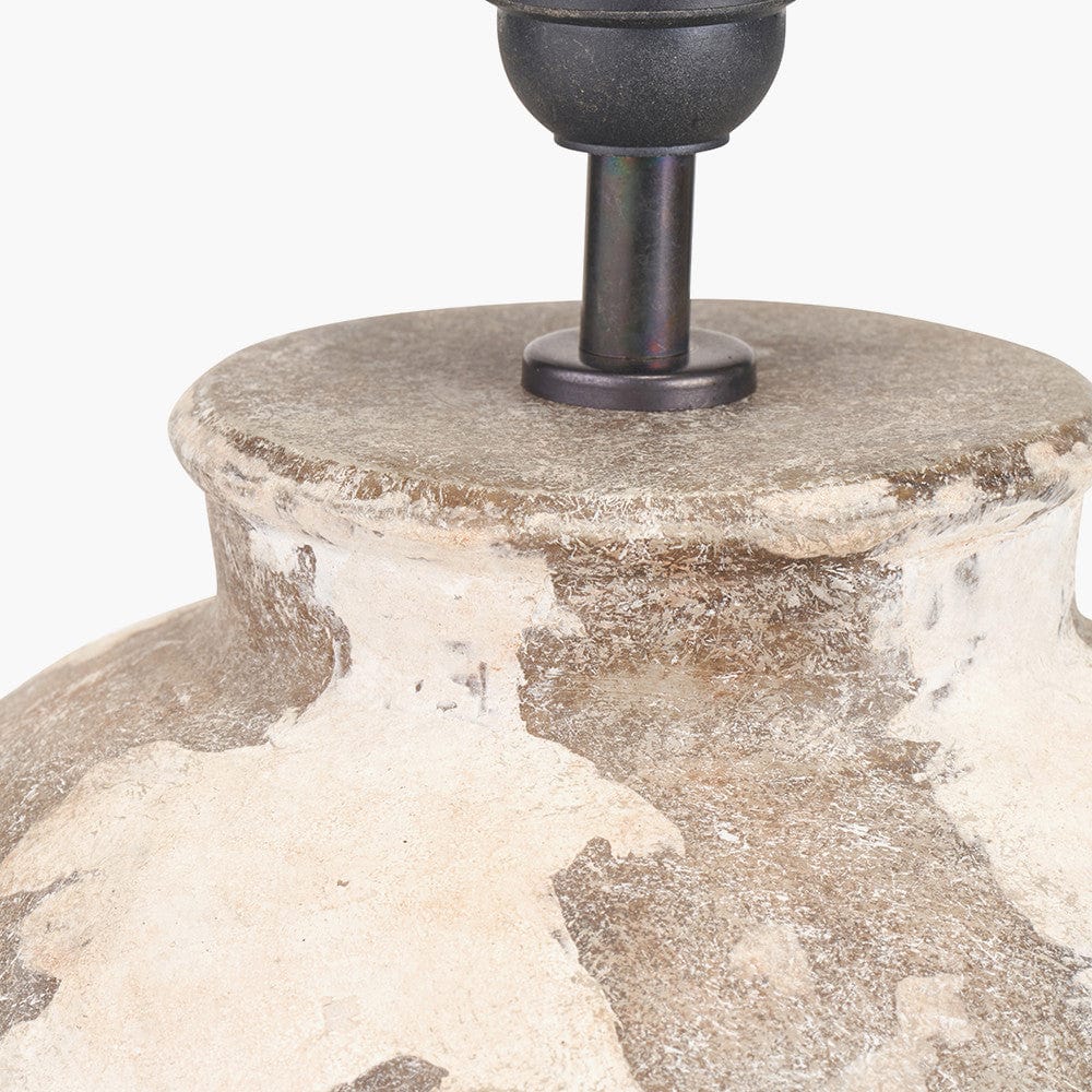 Lulia Antique Finish Stoneware Table Lamp Base with Harley 40cm Slubby Hopsack Empire Lampshade.