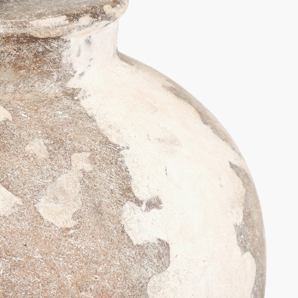 Lulia Antique Finish Stoneware Table Lamp Base with Harley 40cm Slubby Hopsack Empire Lampshade.