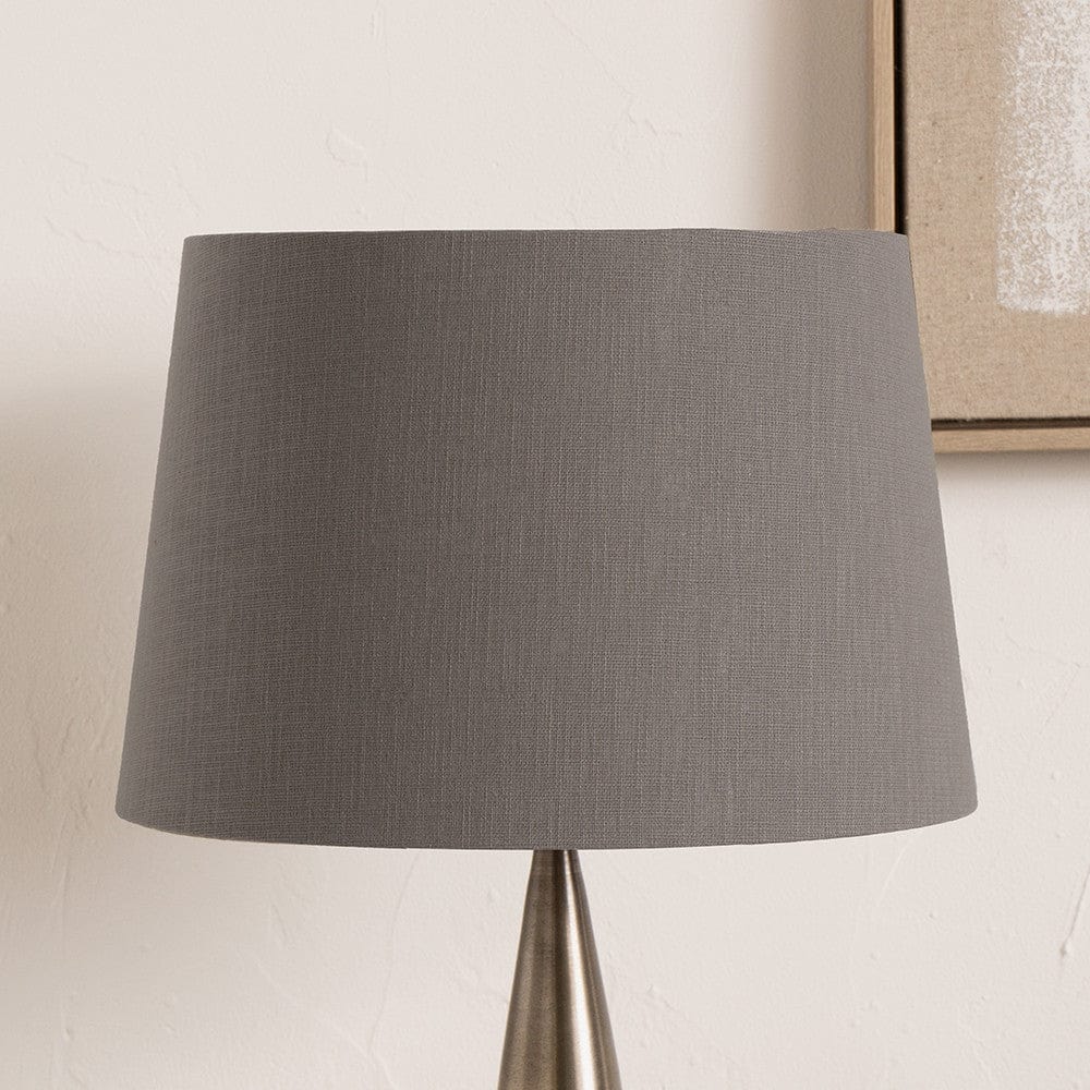Lys 40cm Steel Grey Self Lined Linen Tapered Lampshade.