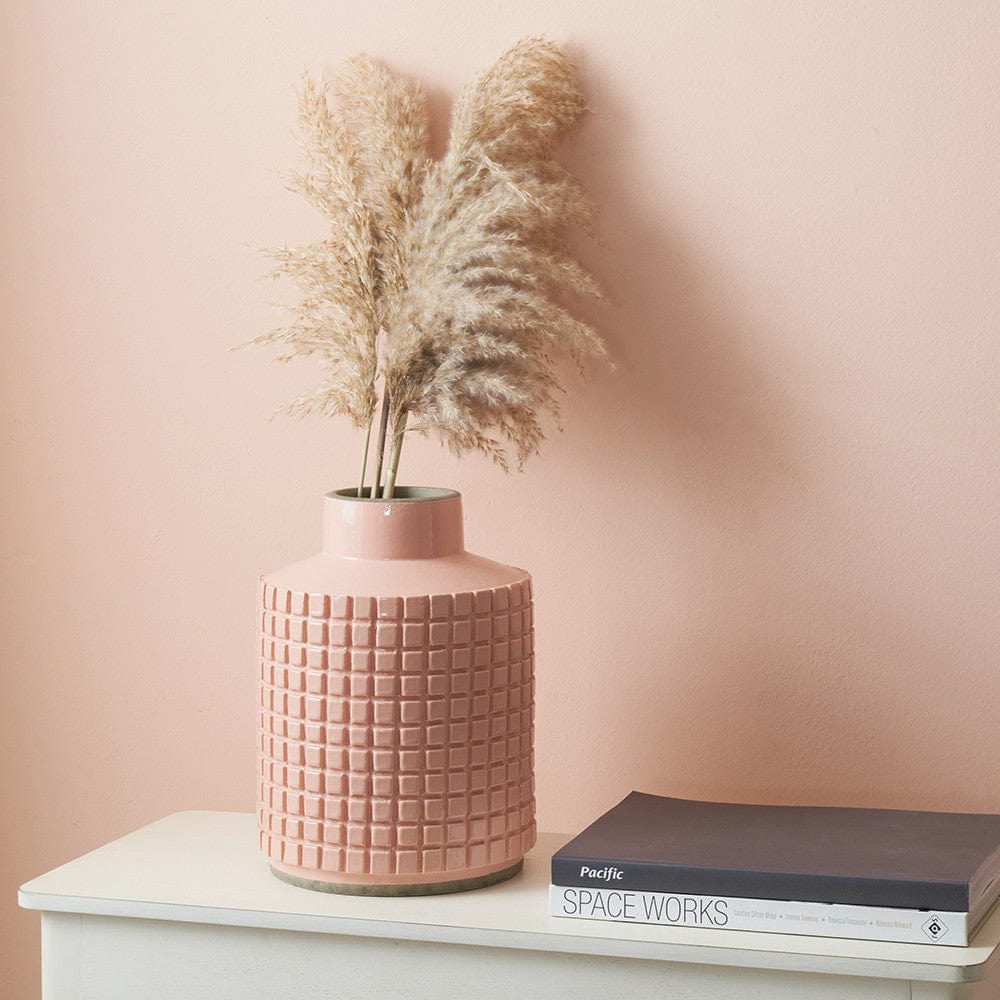 Malone Apricot Stoneware Square Design Vase.