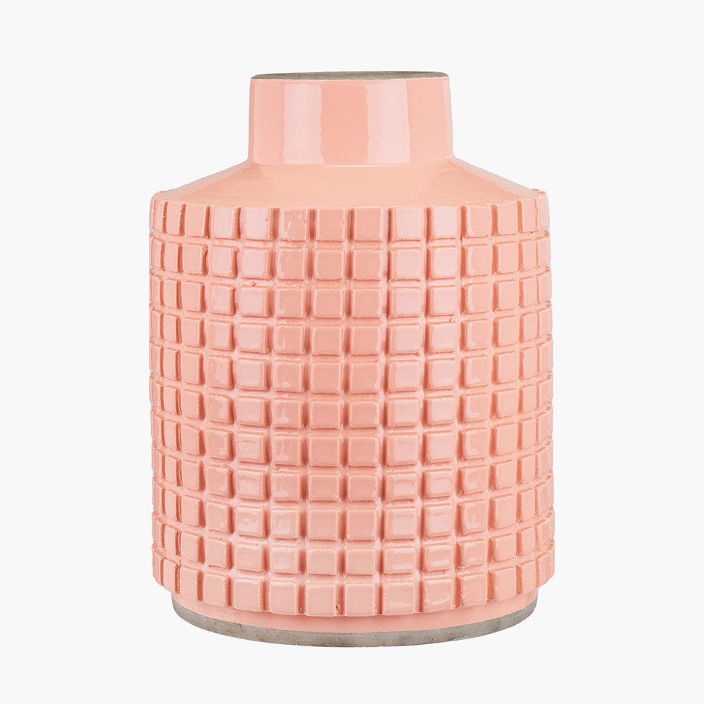 Malone Apricot Stoneware Square Design Vase.