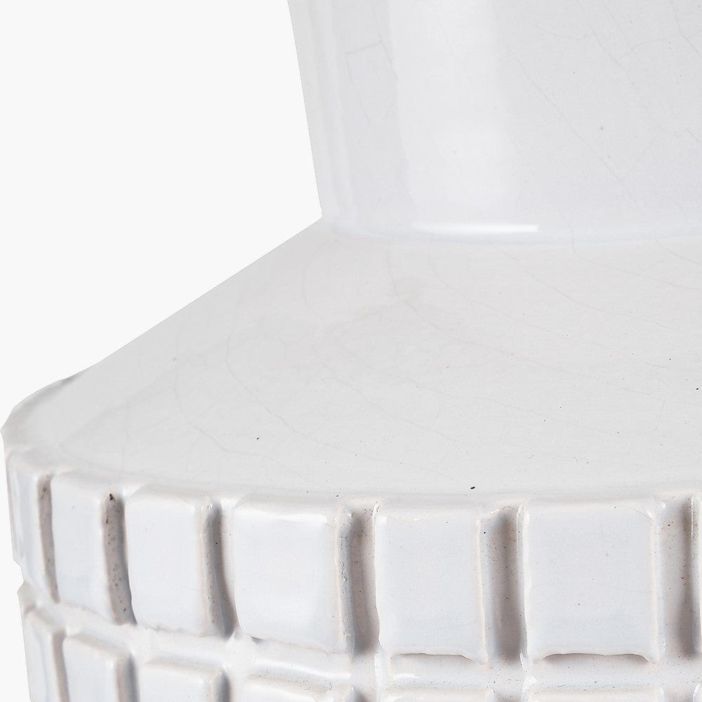 Malone Textured White Square Design Stoneware Vase.