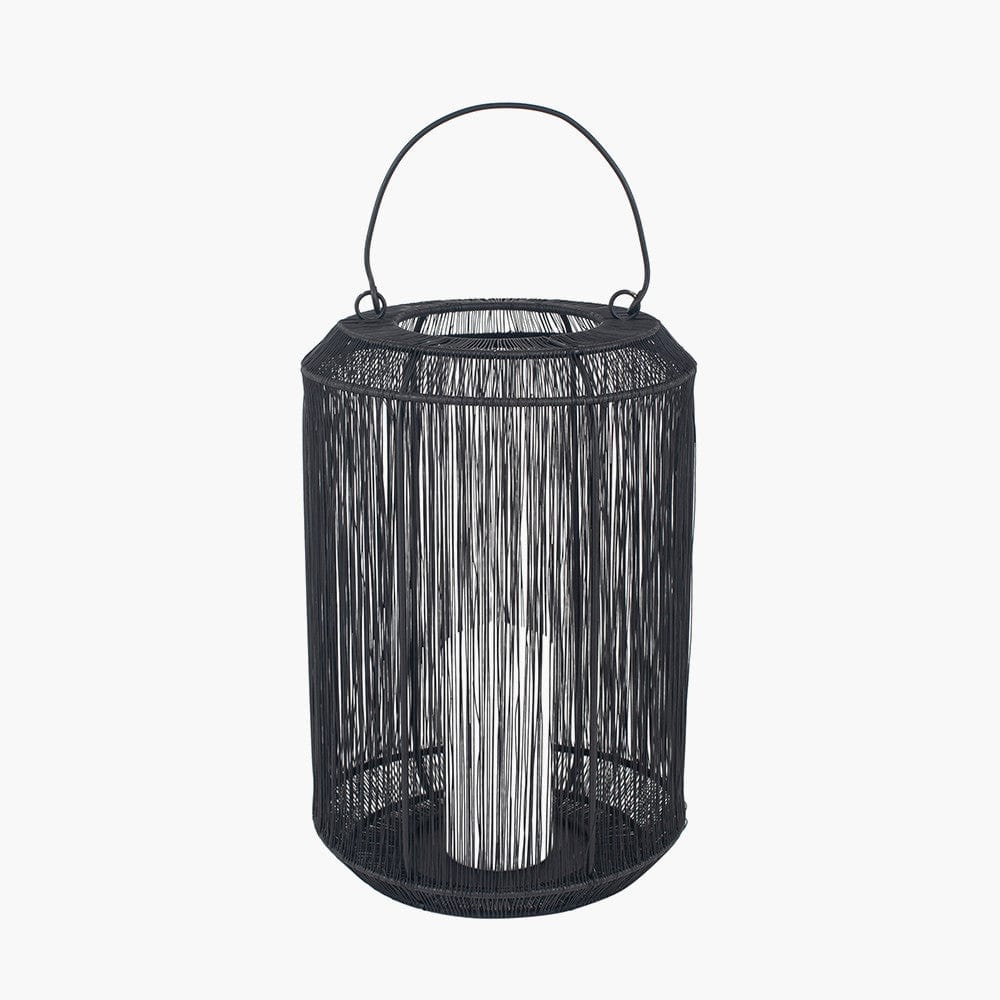 Matt Black Mesh Metal Round Lantern Large.