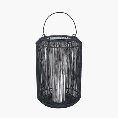 Pacific Lifestyle Accessories Matt Black Mesh Metal Round Lantern Large House of Isabella UK