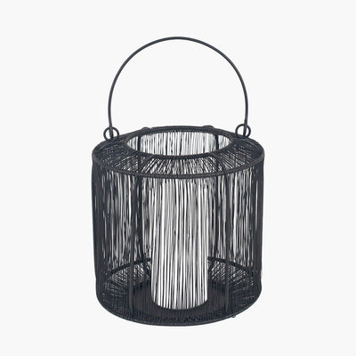 Pacific Lifestyle Accessories Matt Black Mesh Metal Round Lantern Small House of Isabella UK