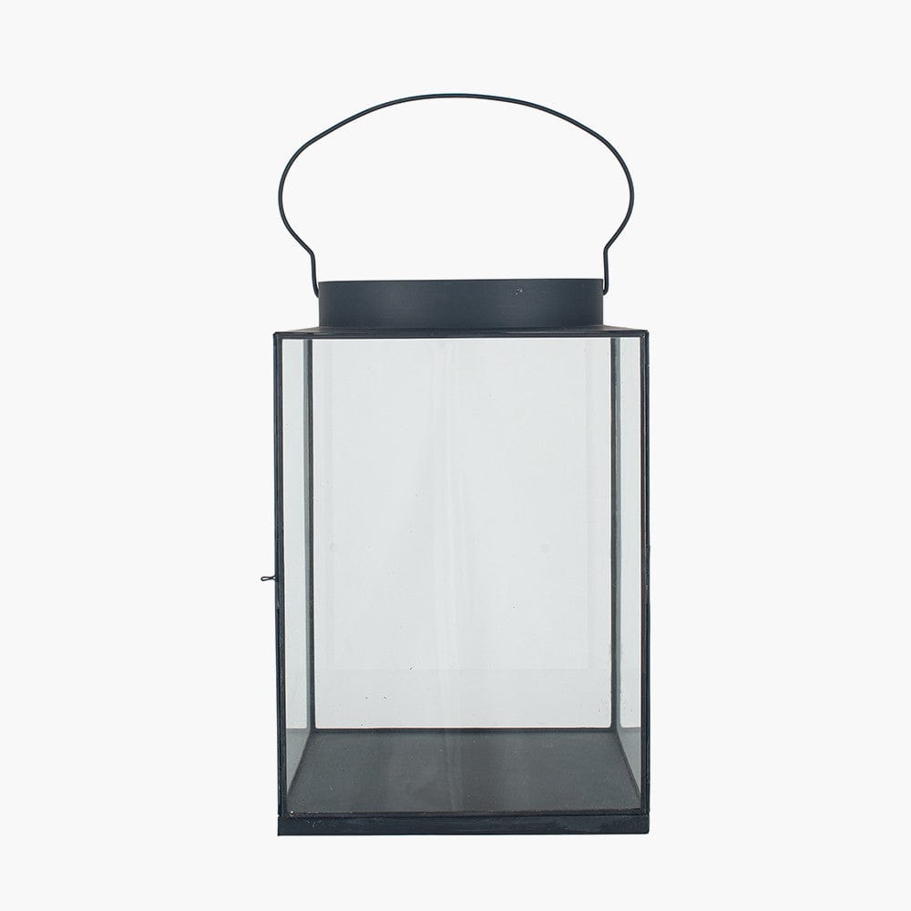 Pacific Lifestyle Accessories Matt Black Metal and Glass Large Square Lantern House of Isabella UK