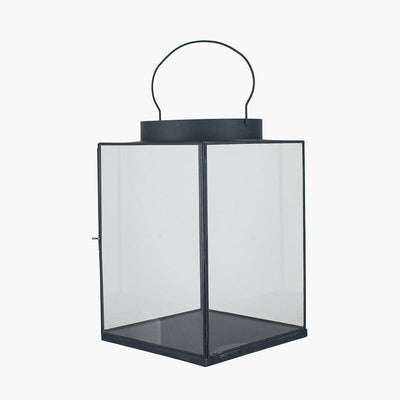 Pacific Lifestyle Accessories Matt Black Metal and Glass Large Square Lantern House of Isabella UK