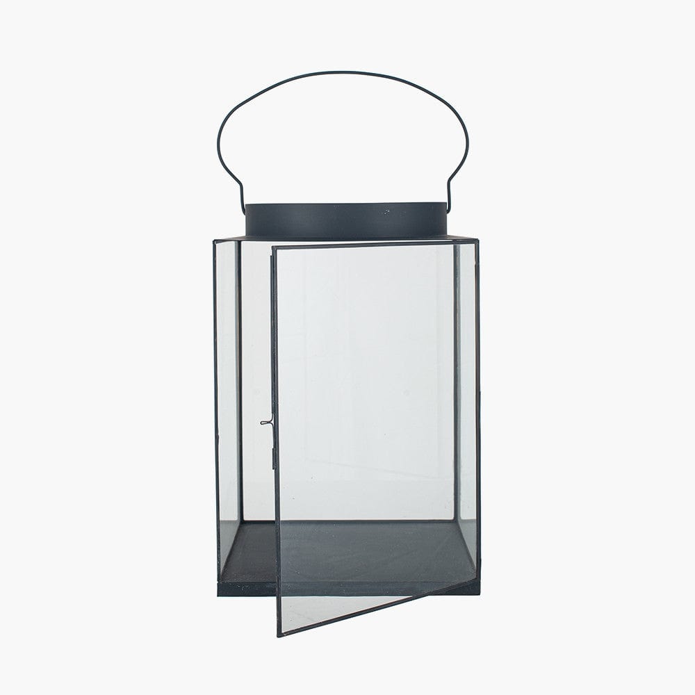 Pacific Lifestyle Accessories Matt Black Metal and Glass Large Square Lantern House of Isabella UK