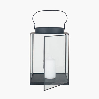 Pacific Lifestyle Accessories Matt Black Metal and Glass Small Square Lantern House of Isabella UK