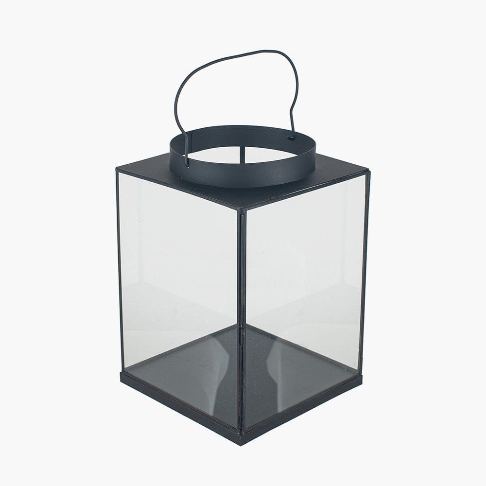 Pacific Lifestyle Accessories Matt Black Metal and Glass Small Square Lantern House of Isabella UK