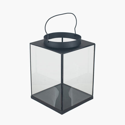 Pacific Lifestyle Accessories Matt Black Metal and Glass Small Square Lantern House of Isabella UK