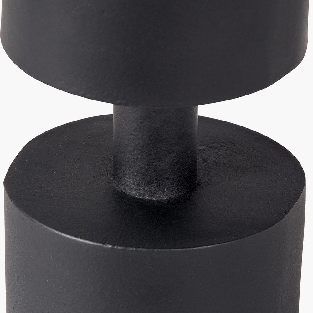 Matt Black Metal Pillar Candle Holder.