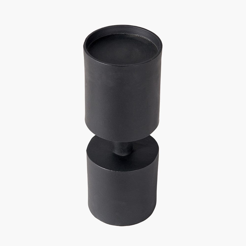 Matt Black Metal Pillar Candle Holder.