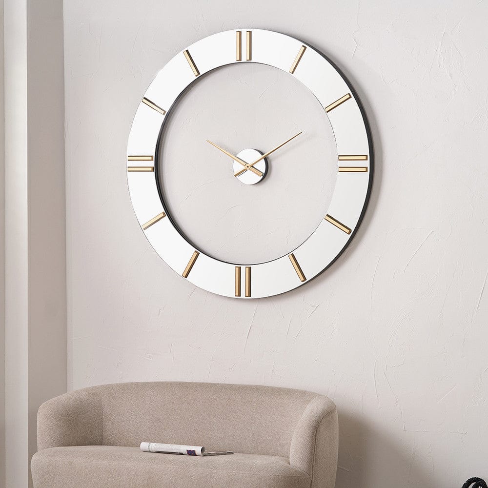 Mirror and Gold 2 Piece Open Wall Clock.