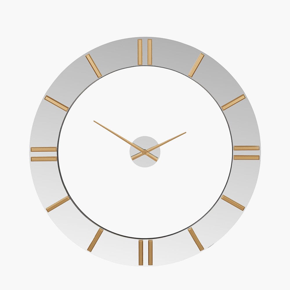 Mirror and Gold 2 Piece Open Wall Clock.