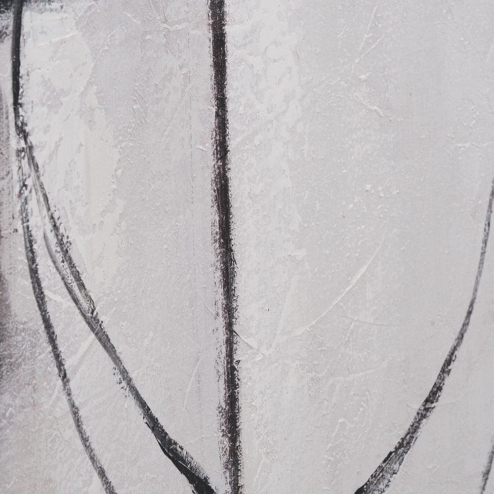 Monochrome Abstract Canvas with Black Frame.