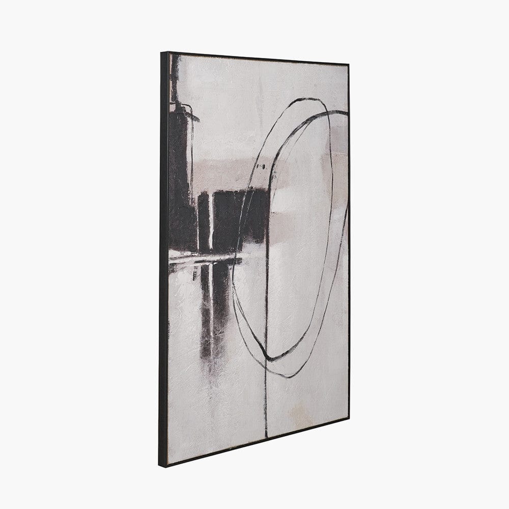 Monochrome Abstract Canvas with Black Frame.
