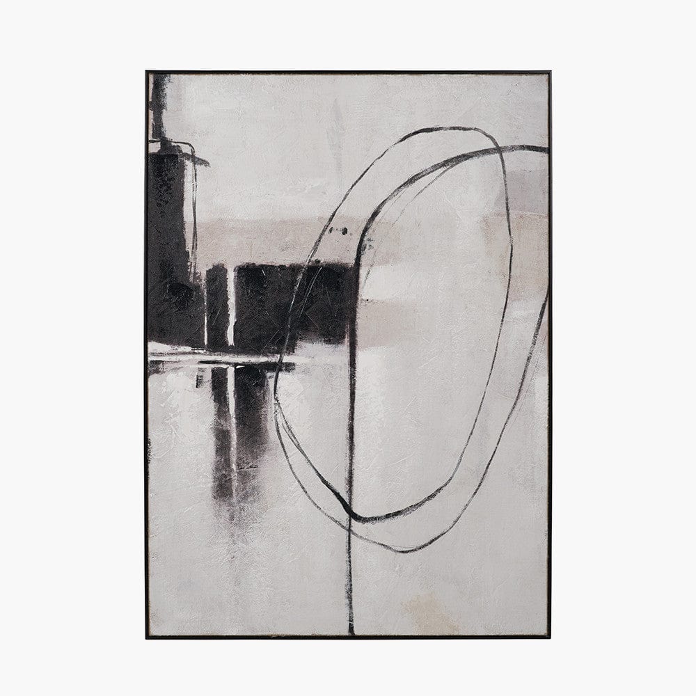 Monochrome Abstract Canvas with Black Frame.