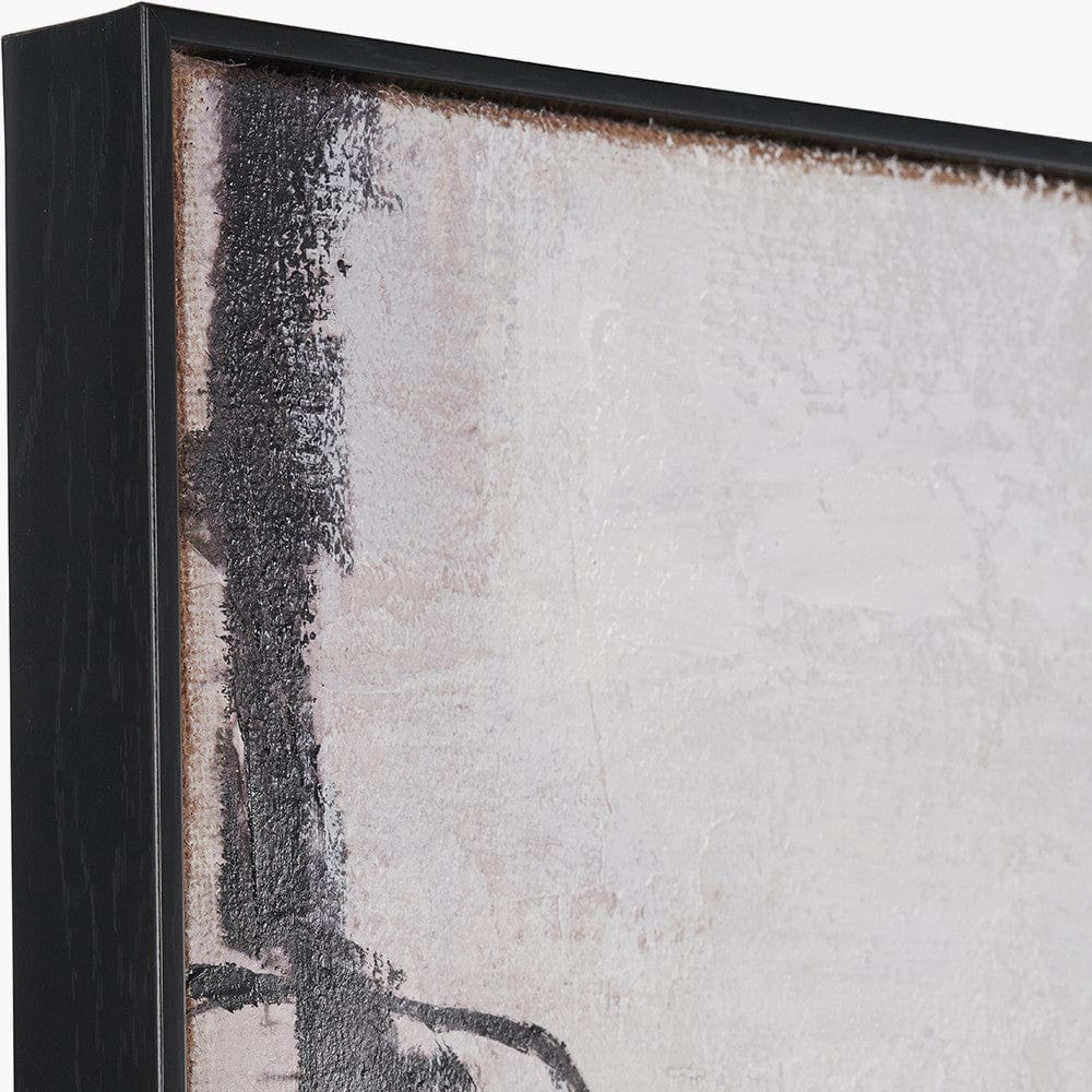 Monochrome Abstract Canvas with Black Frame.
