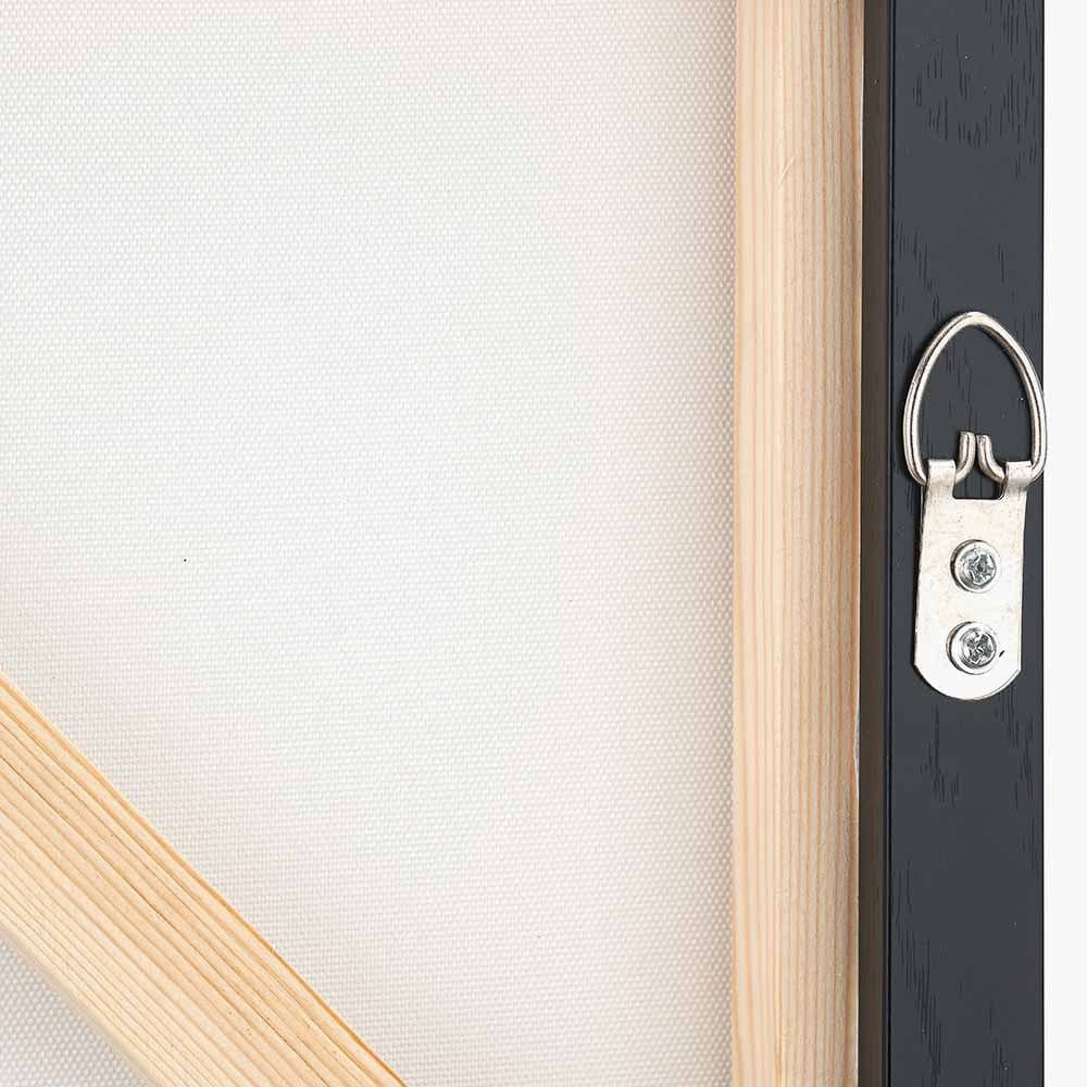 Monochrome Abstract Square Canvas with Black Frame.