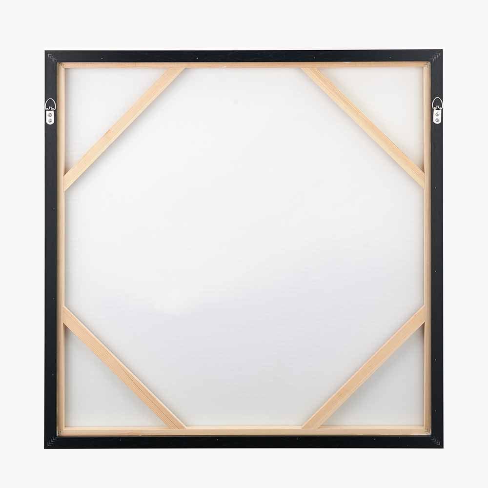 Monochrome Abstract Square Canvas with Black Frame.