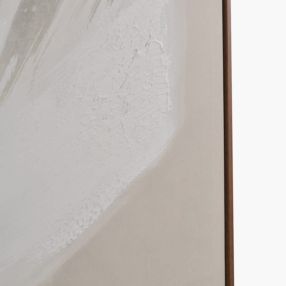 Monochrome Abstract Square Canvas with Oak Effect Frame.